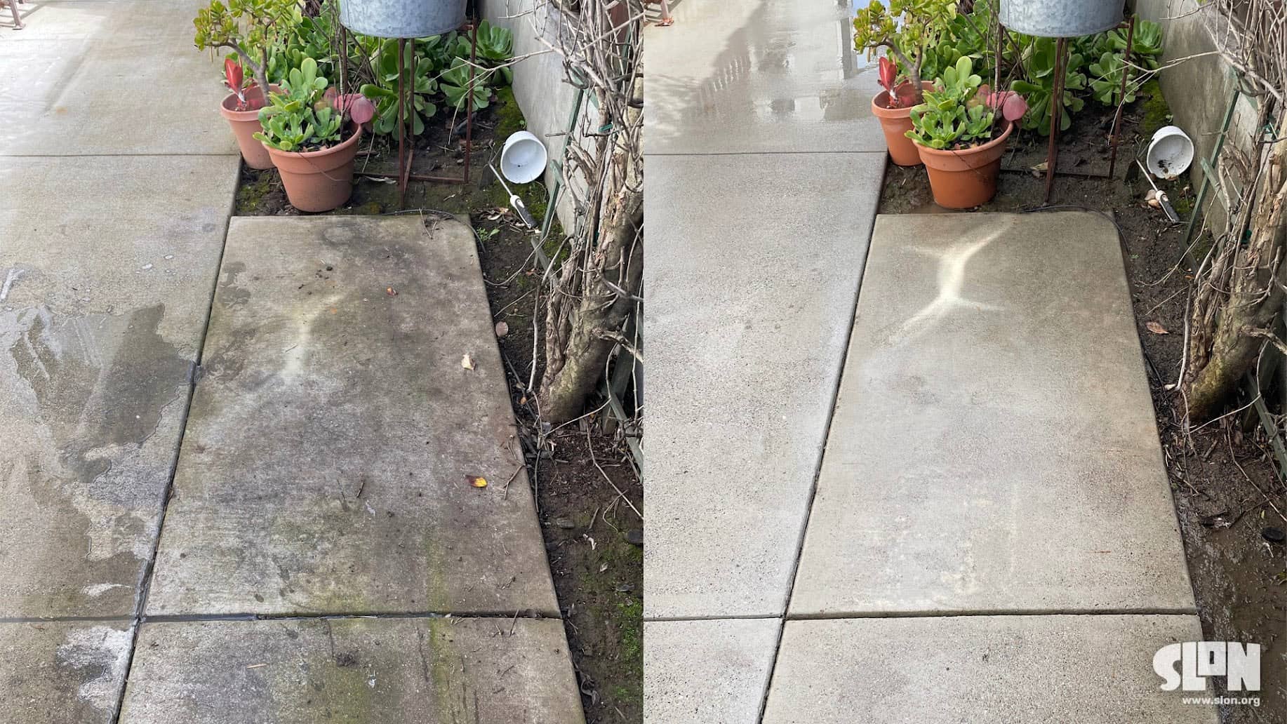 Before and after for pressure washing