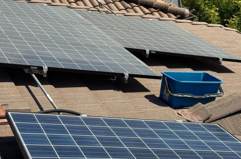 Slon Exterior Care technician doing Solar Panel Cleaning in Saratoga, CA with advanced tools for safe, high-quality results.